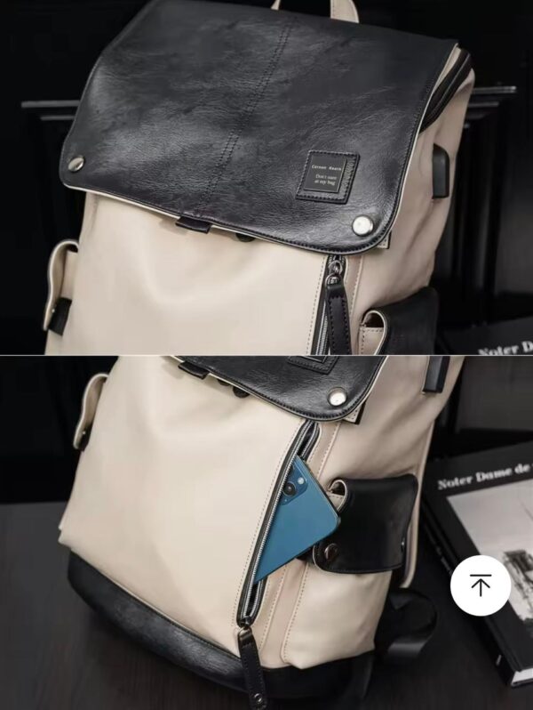Urban Explorer PU Leather Flap-Top Backpack with Laptop Compartment - Image 8