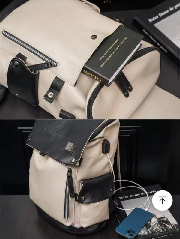 Urban Explorer PU Leather Flap-Top Backpack with Laptop Compartment - Image 9