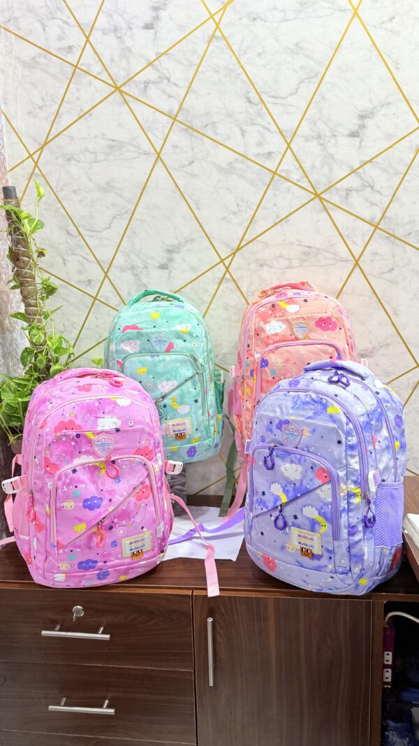 Colorful Unicorn & Cloud Print Girls' School Backpacks
