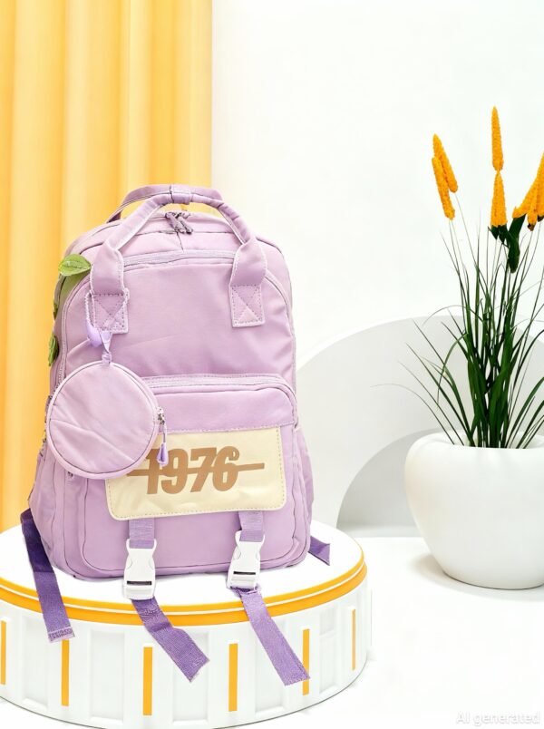 Vintage-Inspired 1976 Collection: Multi-Pocket Waterproof School College University Or Daily Life Use Backpacks with Detachable Pouch for Girls - Image 7