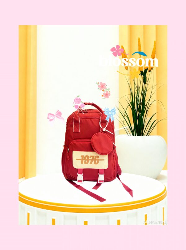 Vintage-Inspired 1976 Collection: Multi-Pocket Waterproof School College University Or Daily Life Use Backpacks with Detachable Pouch for Girls - Image 6