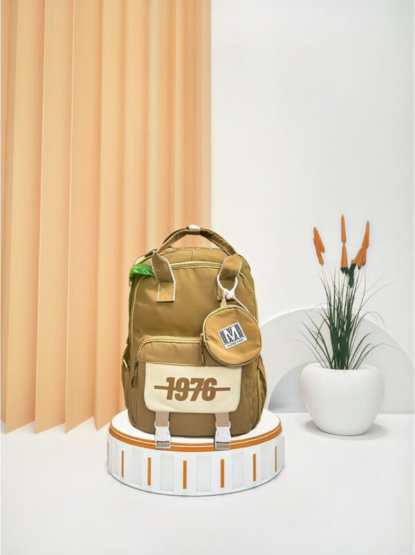 Vintage-Inspired 1976 Collection: Multi-Pocket Waterproof School College University Or Daily Life Use Backpacks with Detachable Pouch for Girls - Image 4
