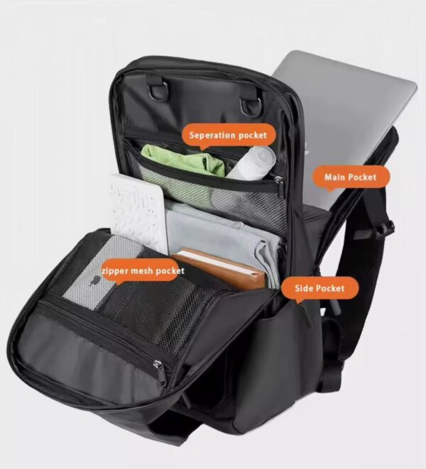 Black Multifunctional Business & Travel Laptop Backpack - Image 9