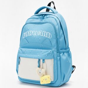 Stylish "FORWARD" Contrast Backpack - Korean-Inspired School & Casual Daypack