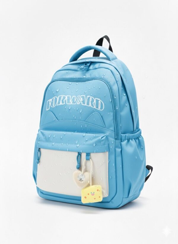 Stylish "FORWARD" Contrast Backpack - Korean-Inspired School & Casual Daypack