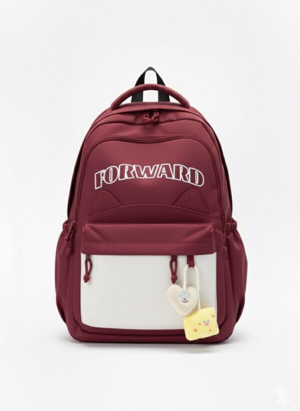 Stylish "FORWARD" Contrast Backpack - Korean-Inspired School & Casual Daypack - Image 5