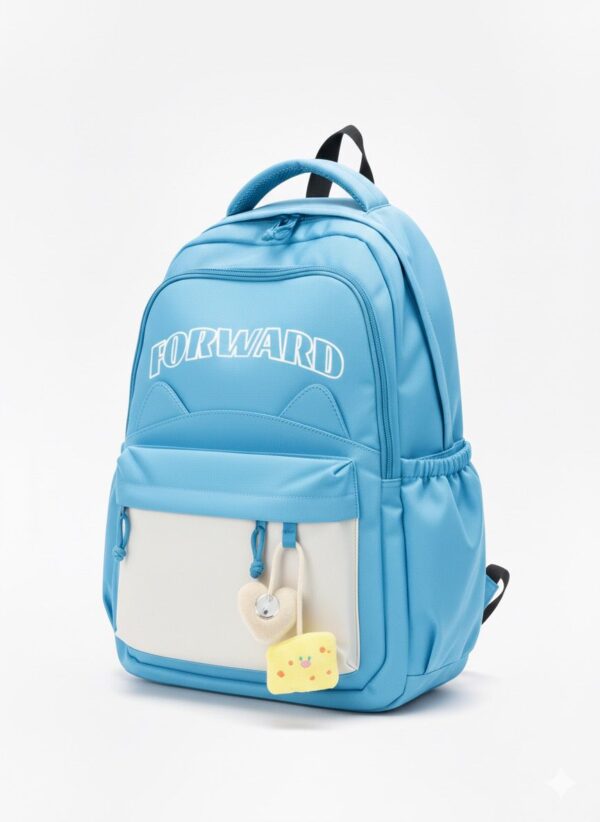 Stylish "FORWARD" Contrast Backpack - Korean-Inspired School & Casual Daypack - Image 2