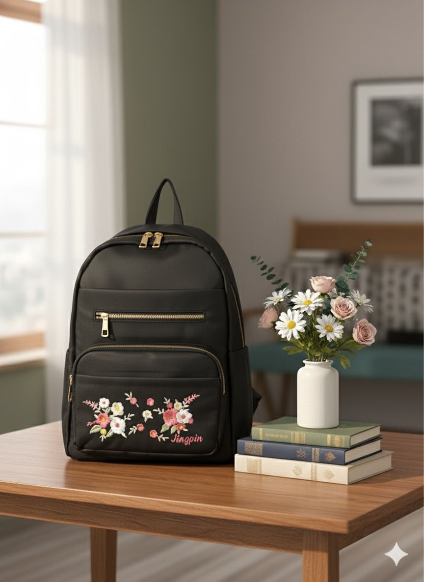 Jingpin Floral Embroidery Backpacks For Girls - Image 3