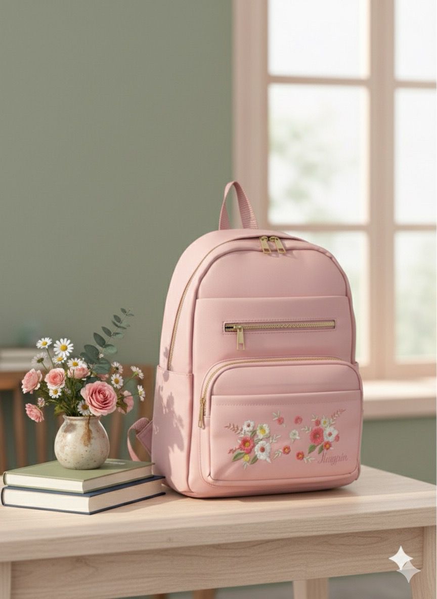 Jingpin Floral Embroidery Backpacks For Girls