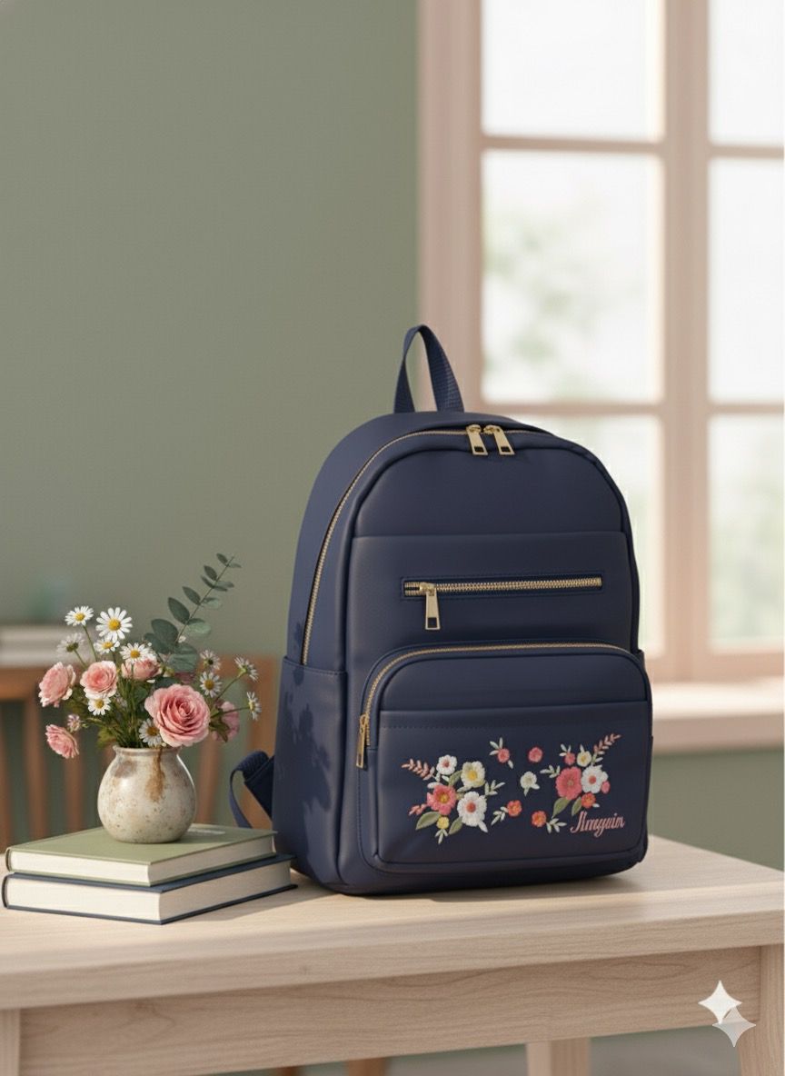Jingpin Floral Embroidery Backpacks For Girls - Image 2