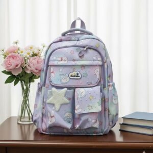"Colorful Unicorn & Cloud Print Girls' School Backpacks"